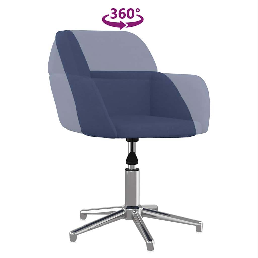 Chaise de bureau pivotante en tissu bleu