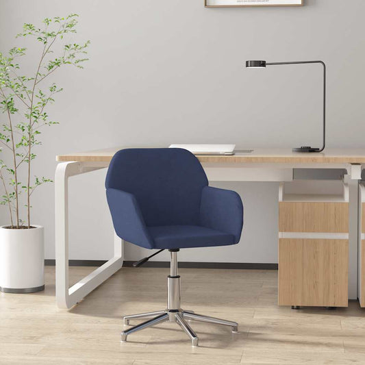 Chaise de bureau pivotante en tissu bleu