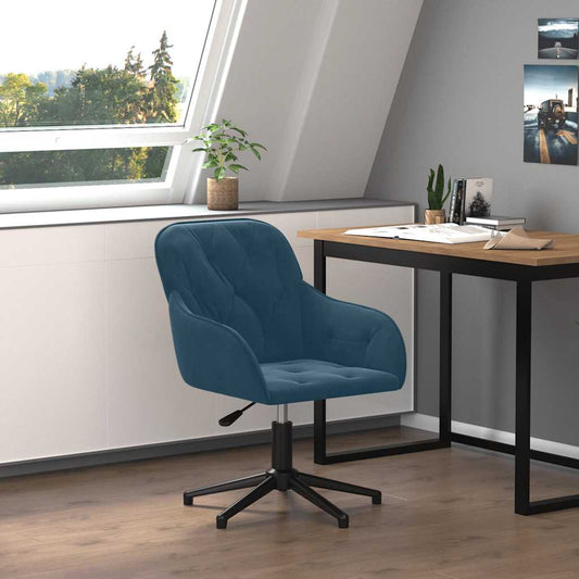 Chaise de bureau pivotante en velours bleu
