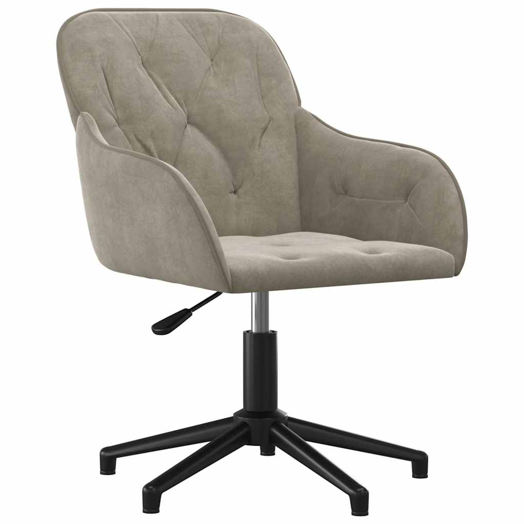 Swivel Office Chair Light Grey Velvet