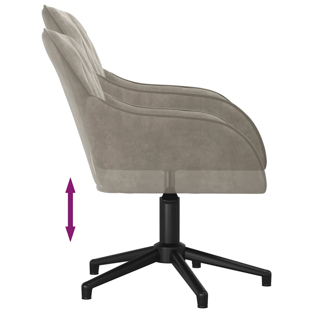 Swivel Office Chair Light Grey Velvet