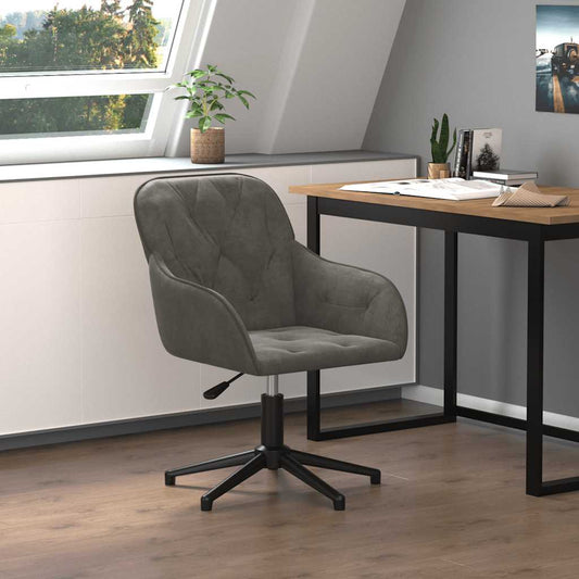 Chaise de bureau pivotante en velours gris foncé