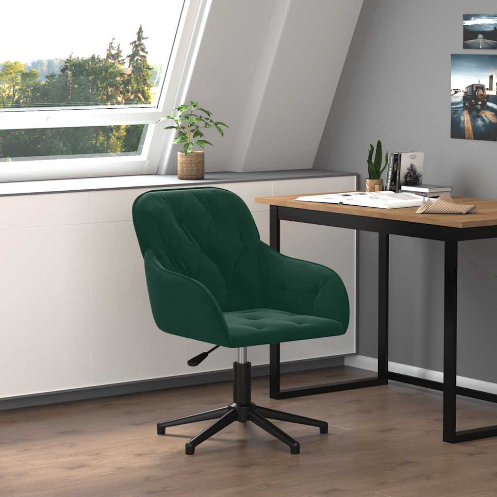 Office Chair Swivel Dark Green Velvet