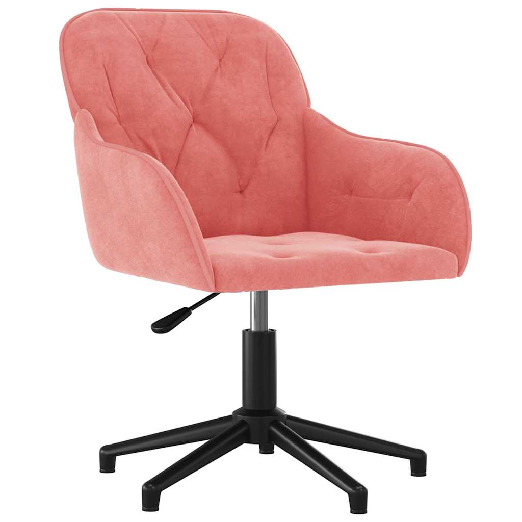 Chaise de bureau pivotante en velours rose