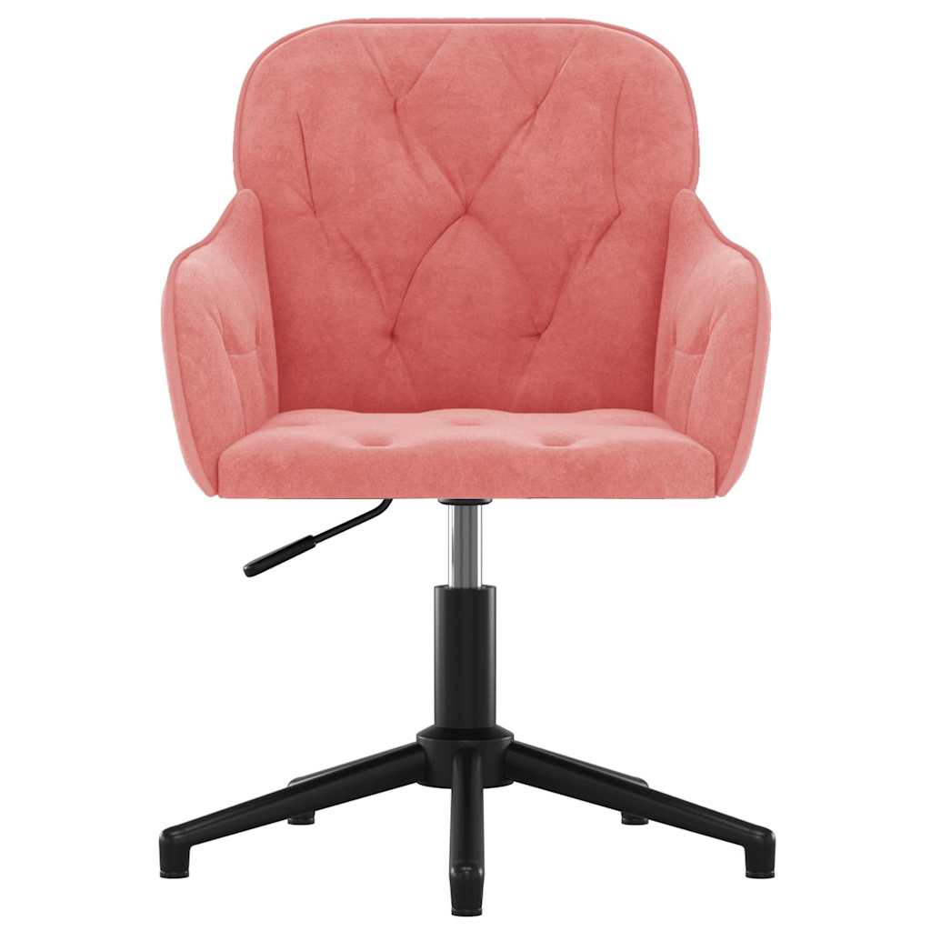 Chaise de bureau pivotante en velours rose