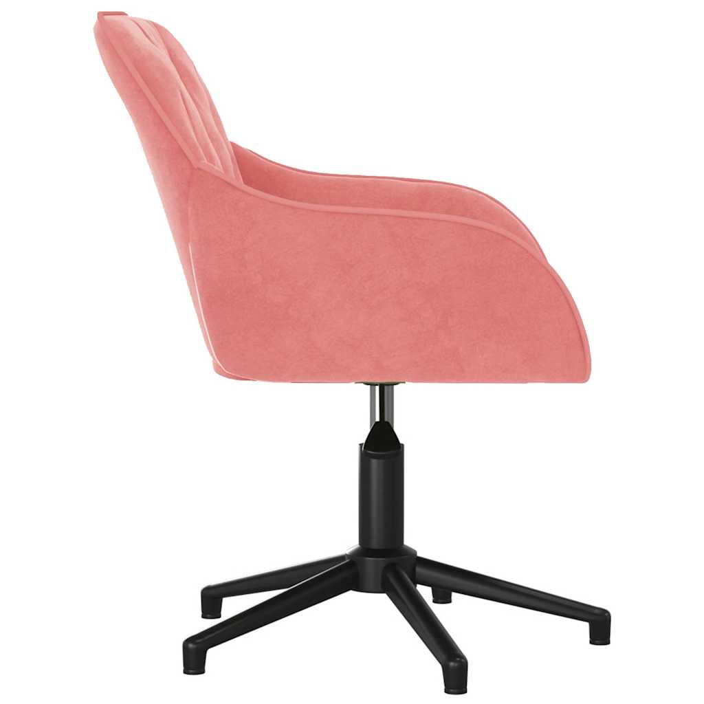 Chaise de bureau pivotante en velours rose