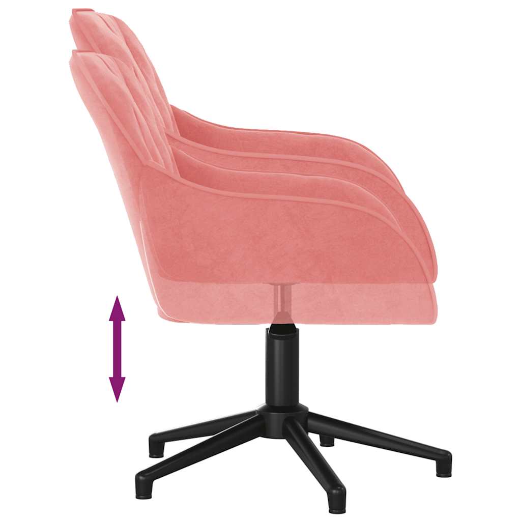 Chaise de bureau pivotante en velours rose
