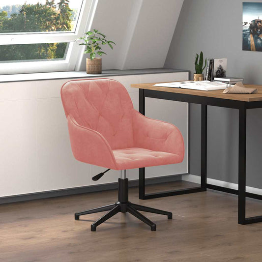 Chaise de bureau pivotante en velours rose