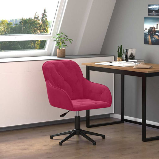 Chaise de bureau pivotante velours lie-de-vin