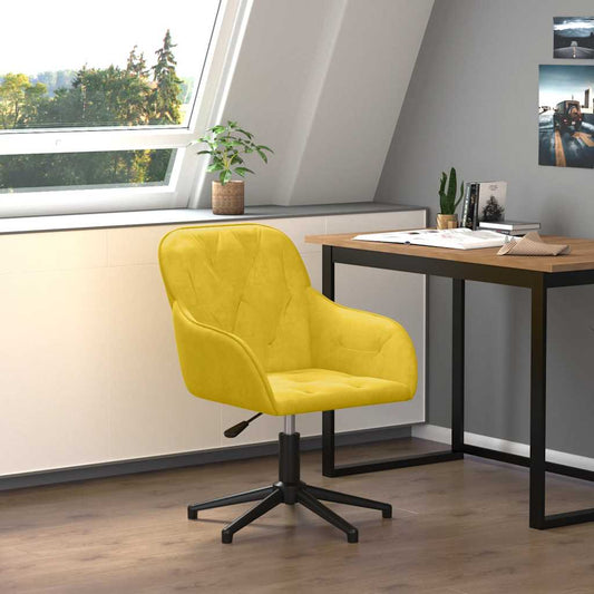 Fauteuil de bureau pivotant jaune velours