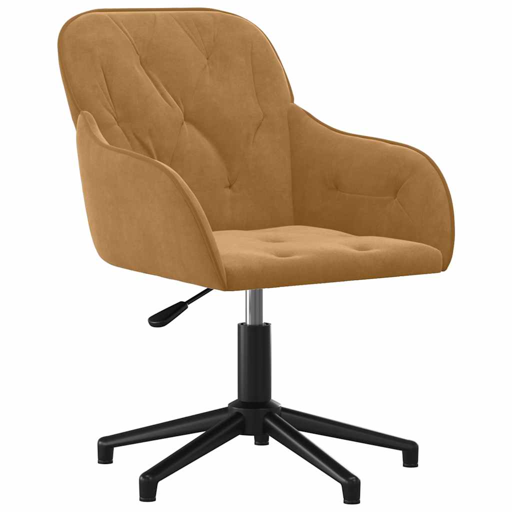 Swivel Office Chair Brown Velvet