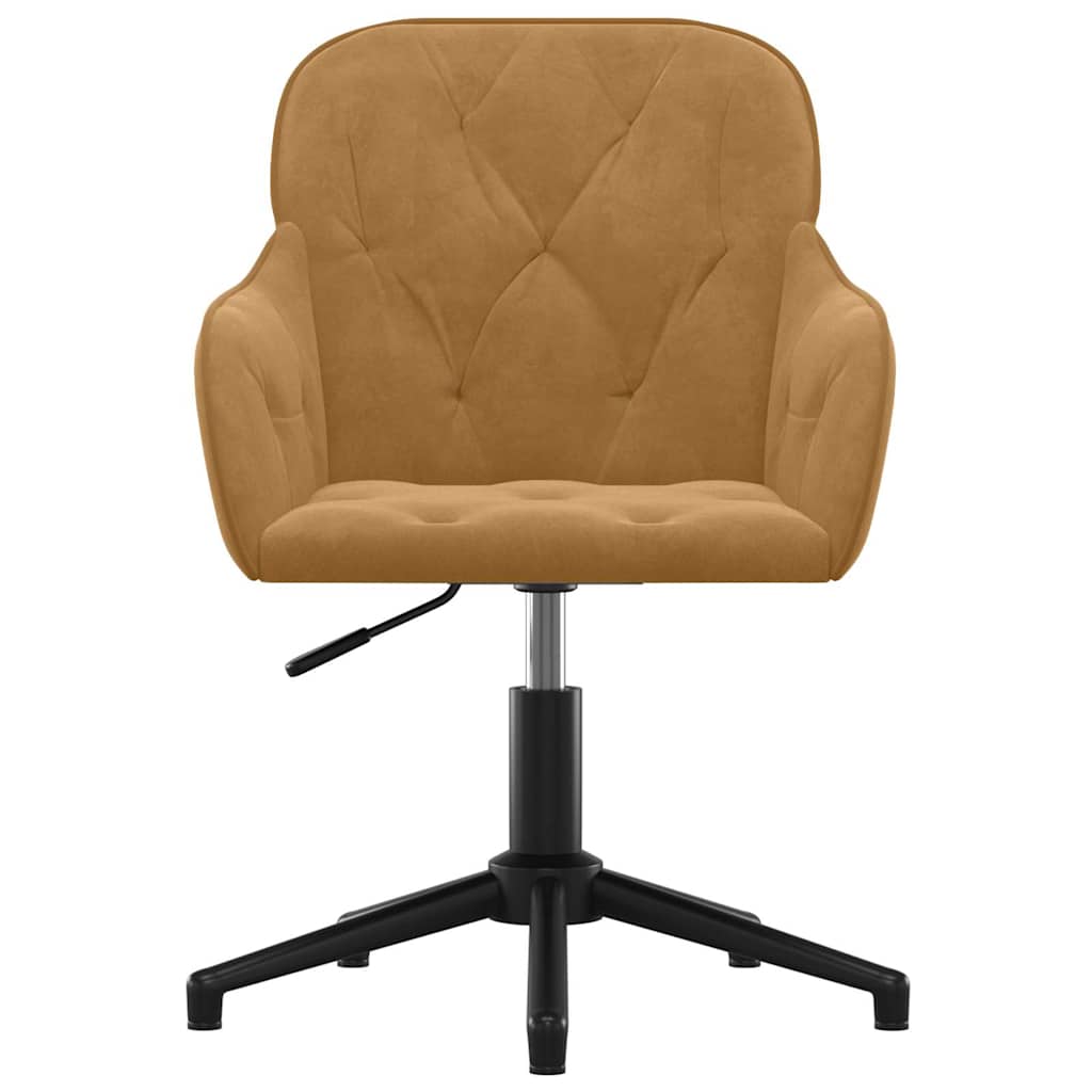 Swivel Office Chair Brown Velvet