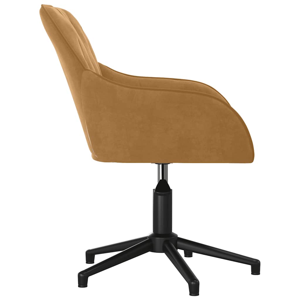 Swivel Office Chair Brown Velvet
