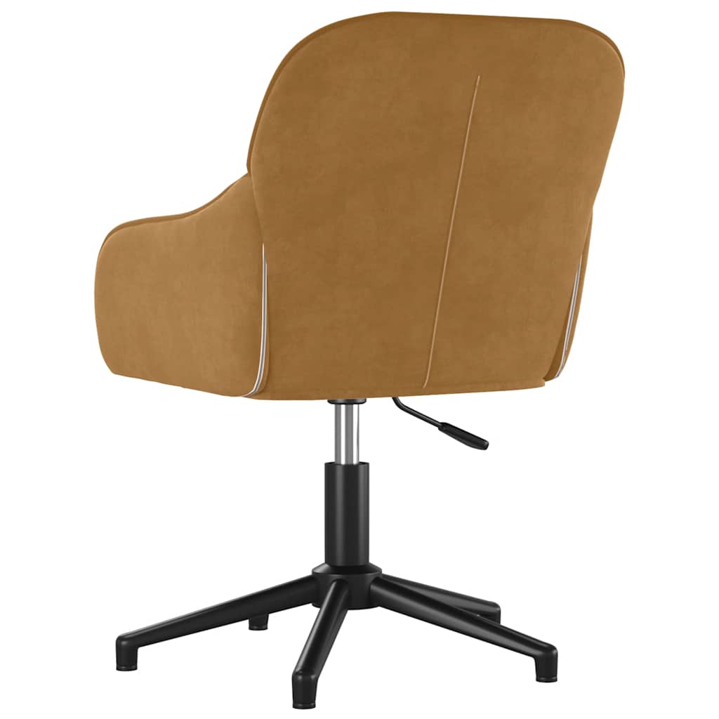 Swivel Office Chair Brown Velvet
