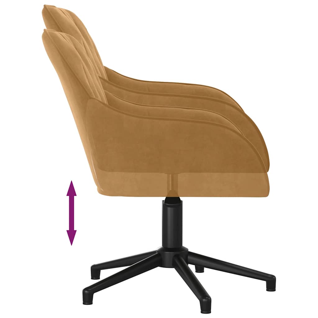 Swivel Office Chair Brown Velvet