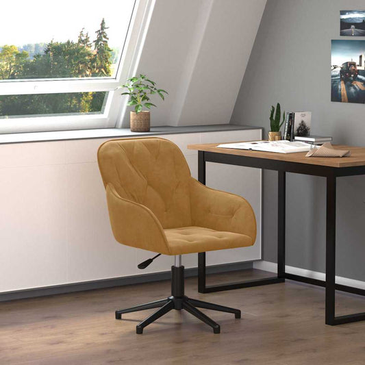 Fauteuil de bureau pivotant en velours marron