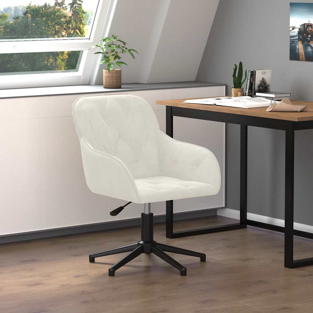 Chaise de bureau pivotante en velours crème