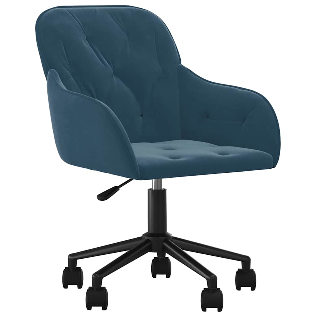 Chaise de bureau pivotante en velours bleu