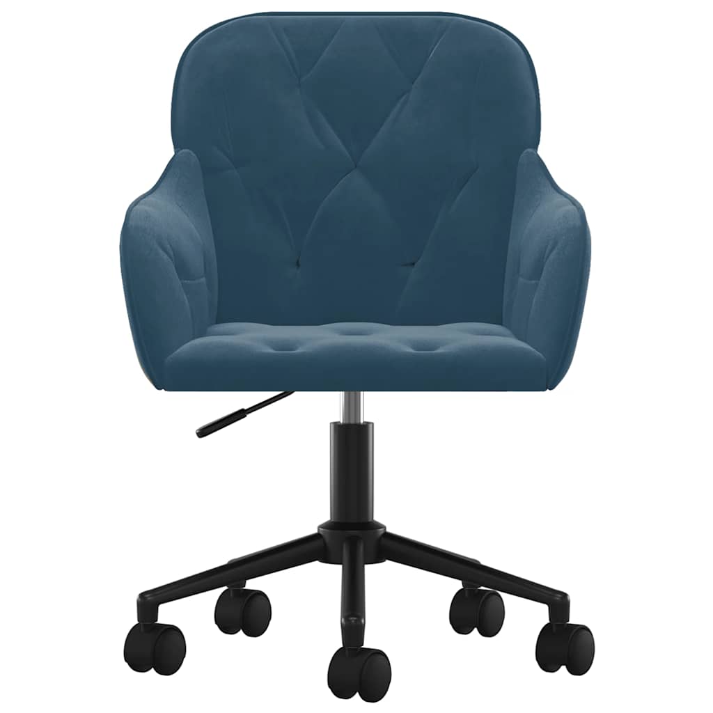 Chaise de bureau pivotante en velours bleu