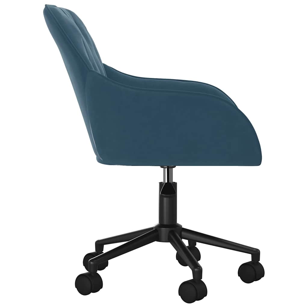 Chaise de bureau pivotante en velours bleu