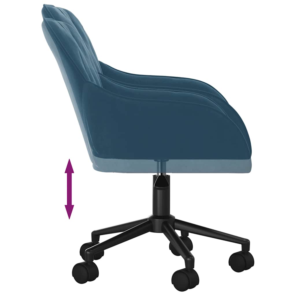 Chaise de bureau pivotante en velours bleu