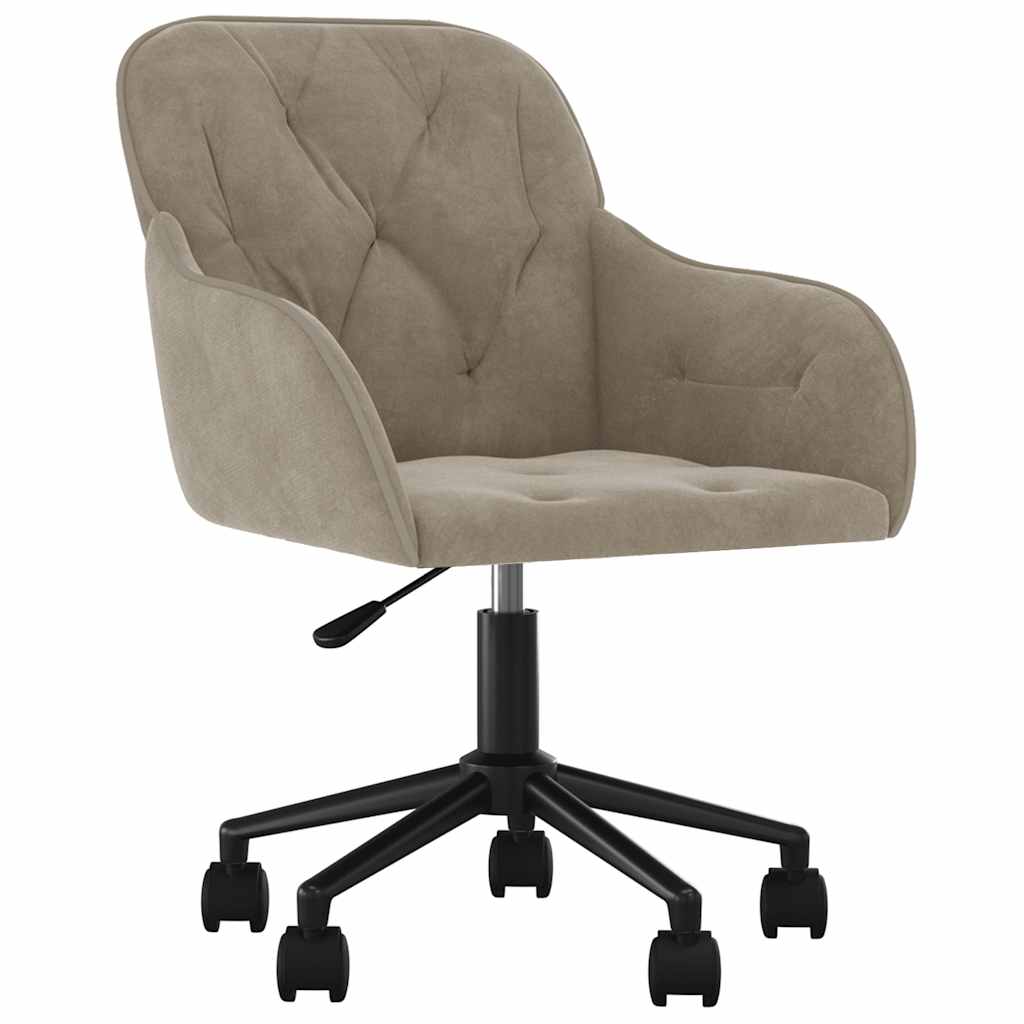 Swivel Office Chair Light Grey Velvet