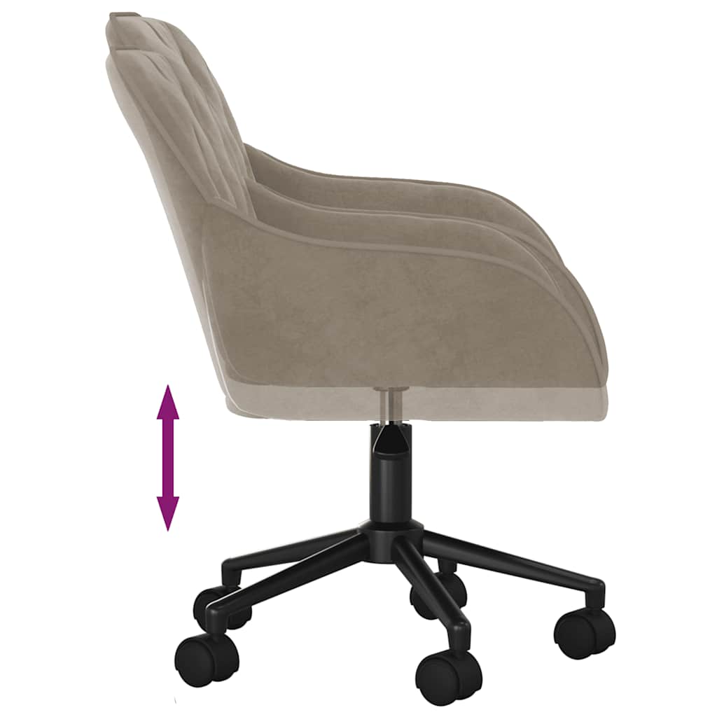Swivel Office Chair Light Grey Velvet