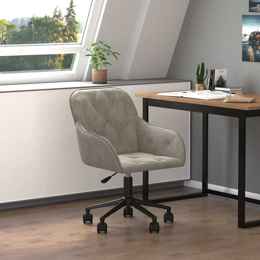 Fauteuil de bureau pivotant gris clair velours