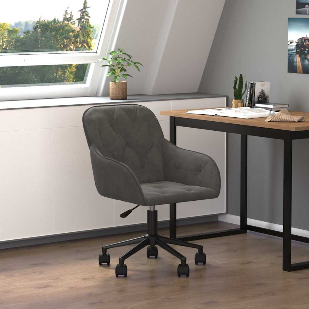 Office Chair Swivel Dark Grey Velvet