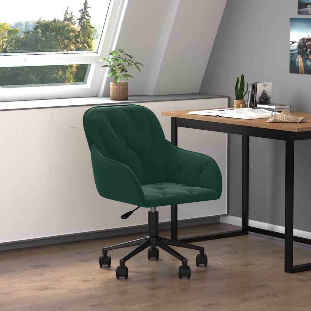 Office Chair Swivel Dark Green Velvet