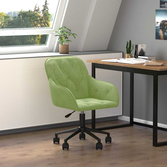Fauteuil de bureau pivotant velours vert clair