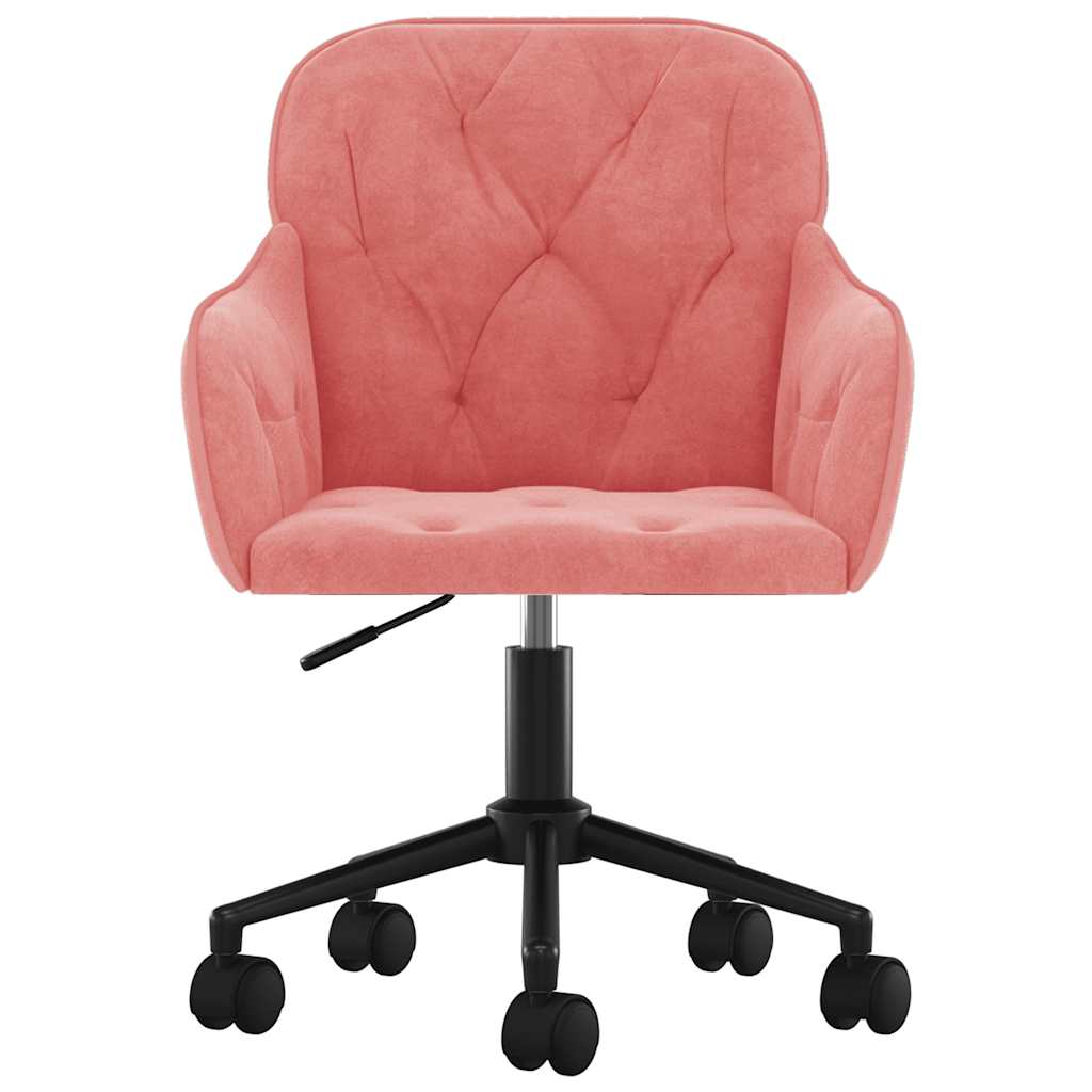 Chaise de bureau pivotante en velours rose