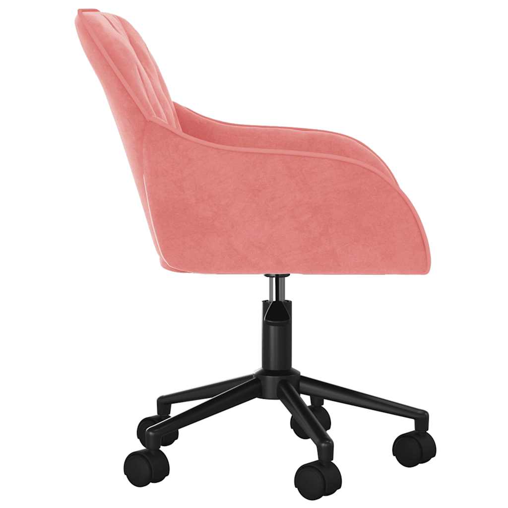 Chaise de bureau pivotante en velours rose