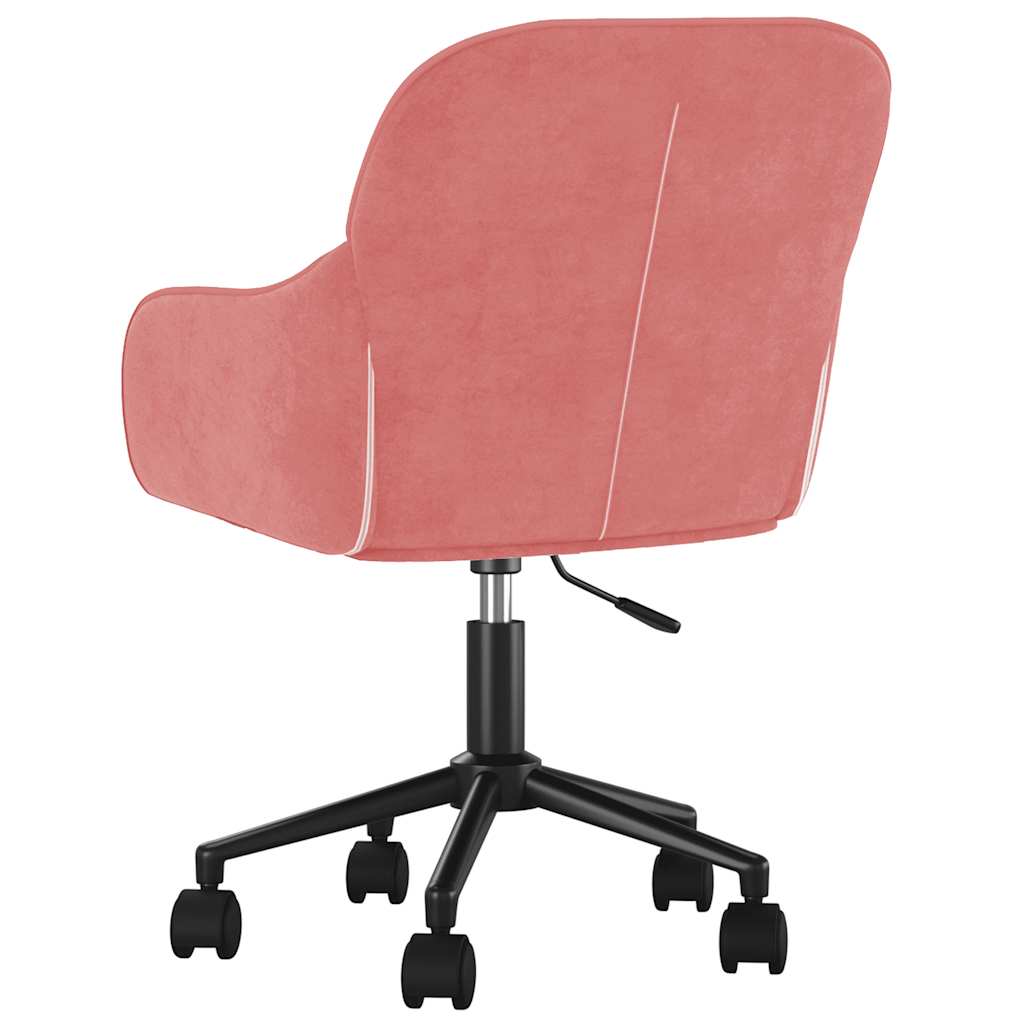Chaise de bureau pivotante en velours rose