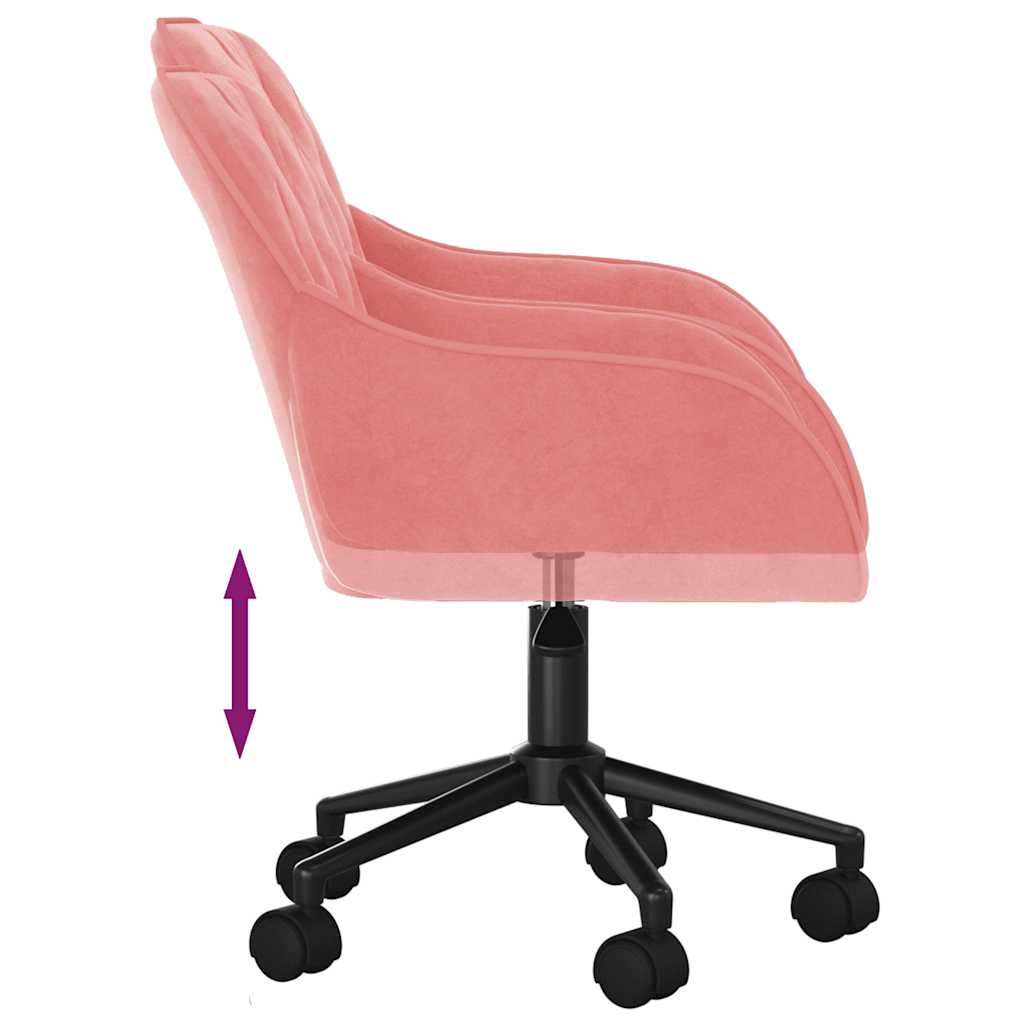 Chaise de bureau pivotante en velours rose