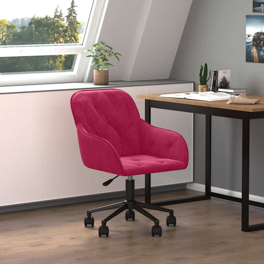 Chaise de bureau pivotante velours lie-de-vin