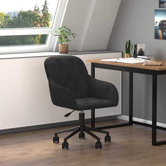 Chaise de bureau pivotante en velours noir