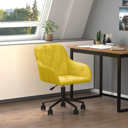 Chaise de bureau pivotante jaune velours
