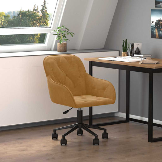 Chaise de bureau pivotante marron velours