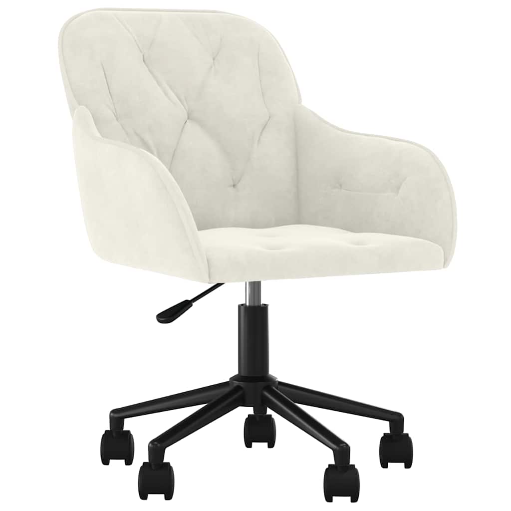 Chaise de bureau pivotante en velours crème