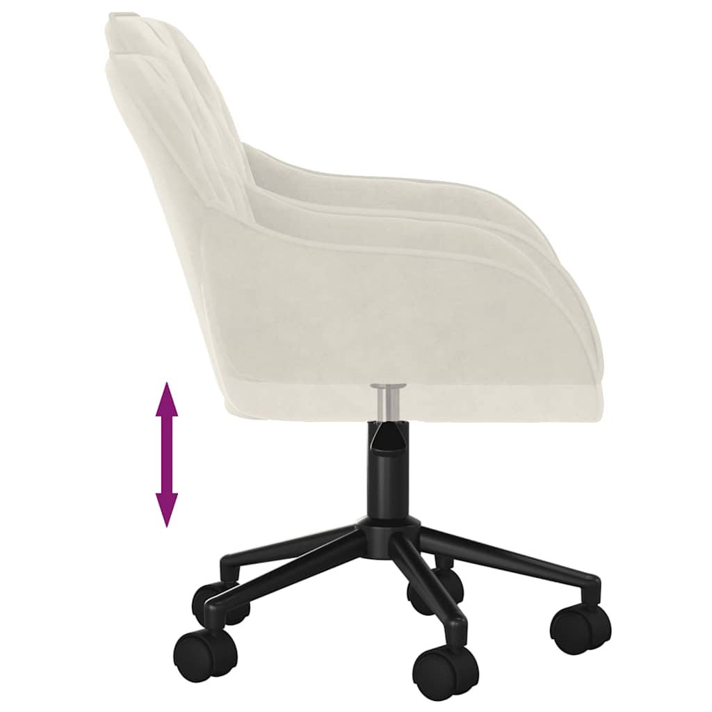 Chaise de bureau pivotante en velours crème