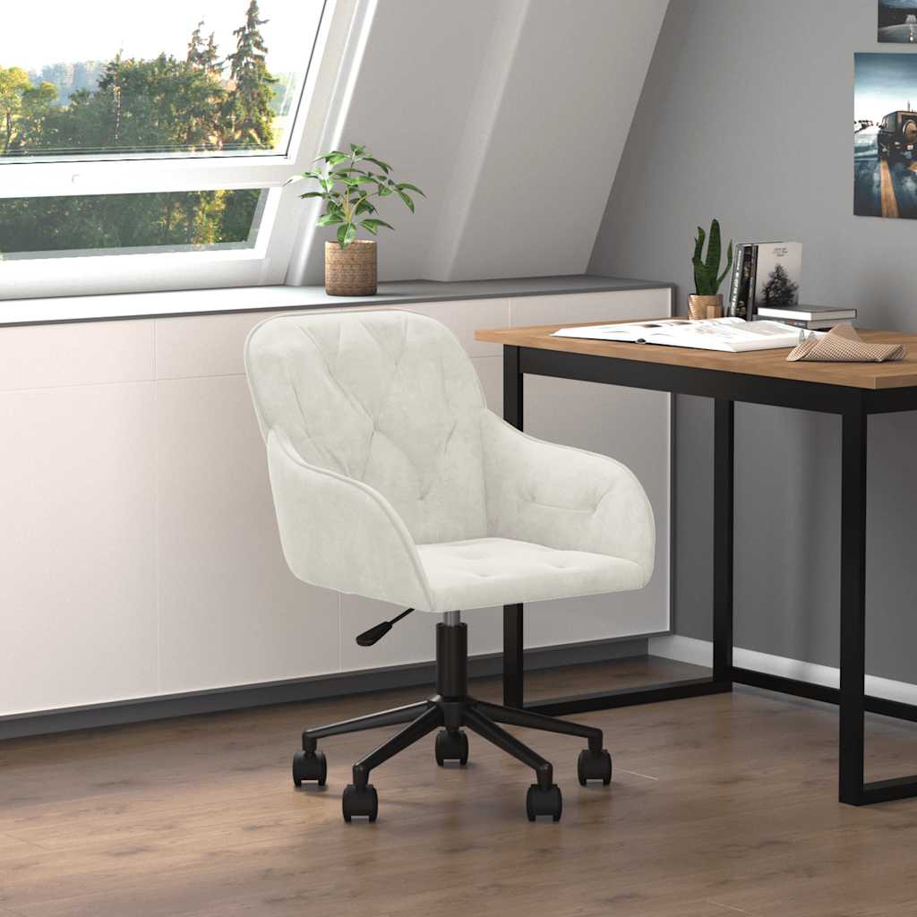 Chaise de bureau pivotante en velours crème