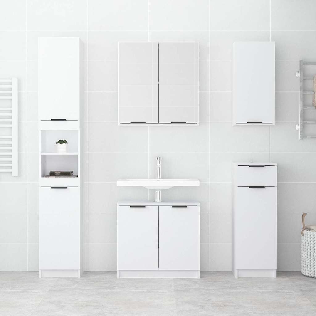 5-tlg. Badmöbel-Set Weiß Holzwerkstoff