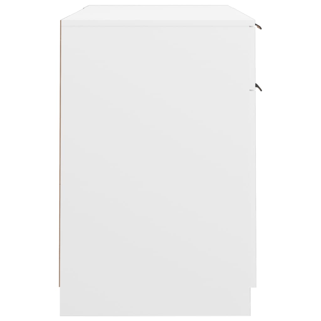 Desk with Pedestal Cabinet White Engineered Wood