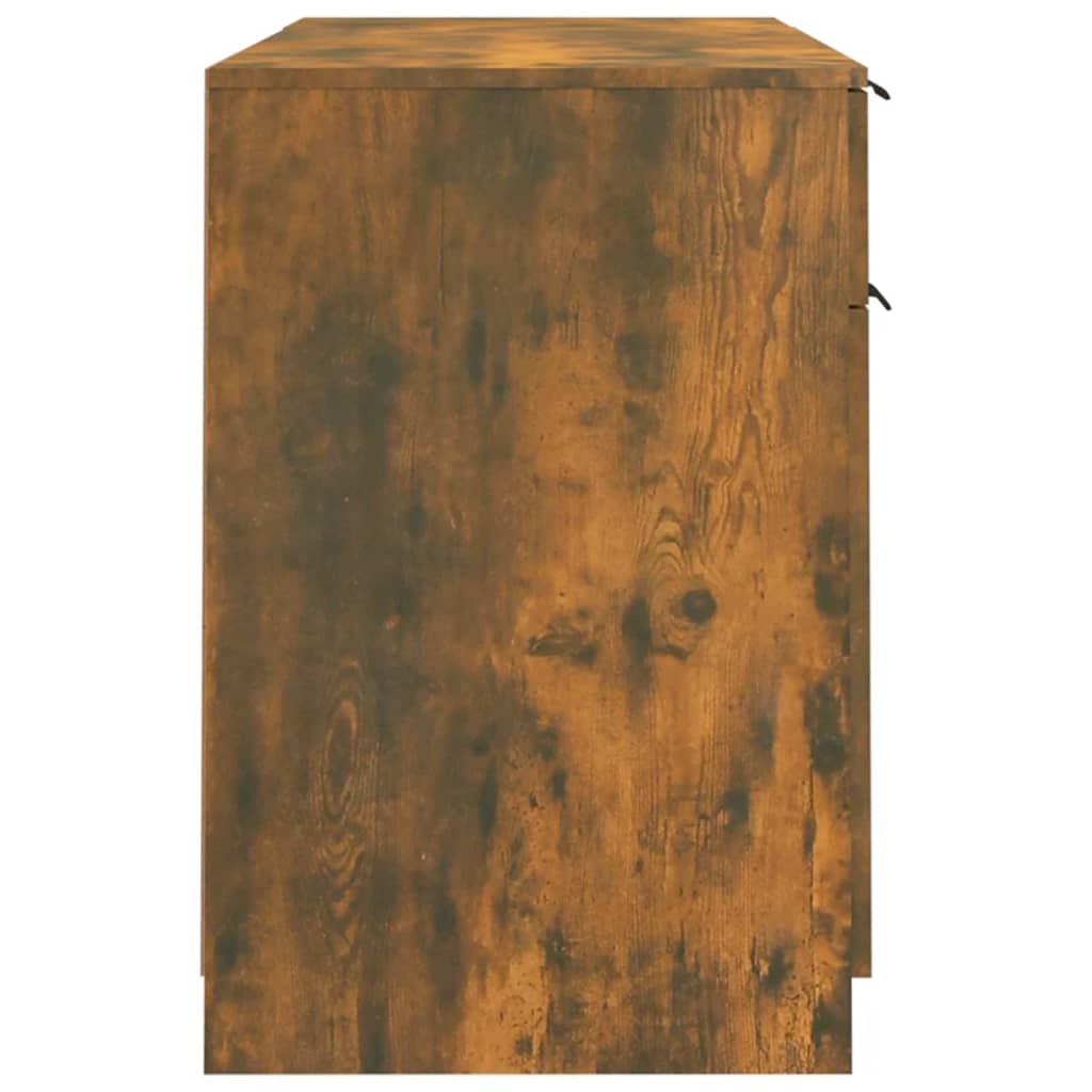 Bureau avec caisson en chêne fumé, panneaux de particules de bois