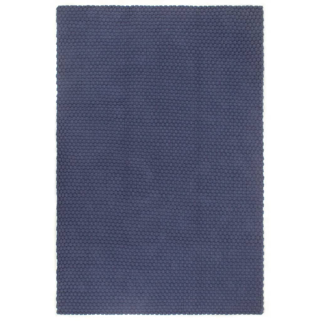 Navy Blue Rectangular Rug 160x230 cm Cotton