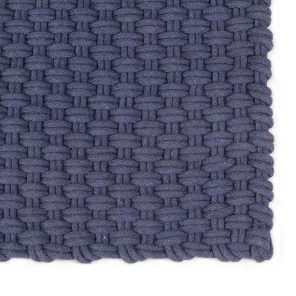 Navy Blue Rectangular Rug 160x230 cm Cotton
