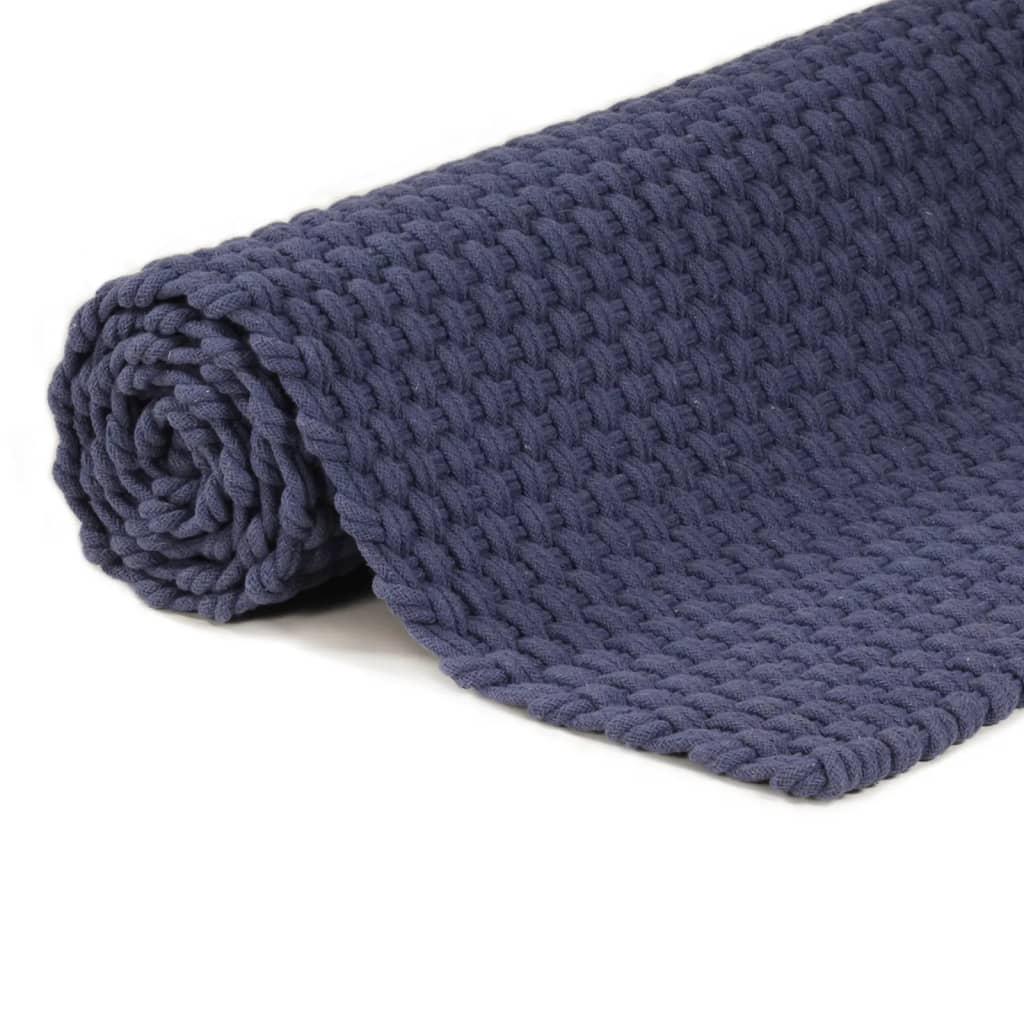 Navy Blue Rectangular Rug 160x230 cm Cotton