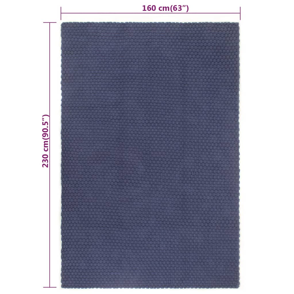 Navy Blue Rectangular Rug 160x230 cm Cotton