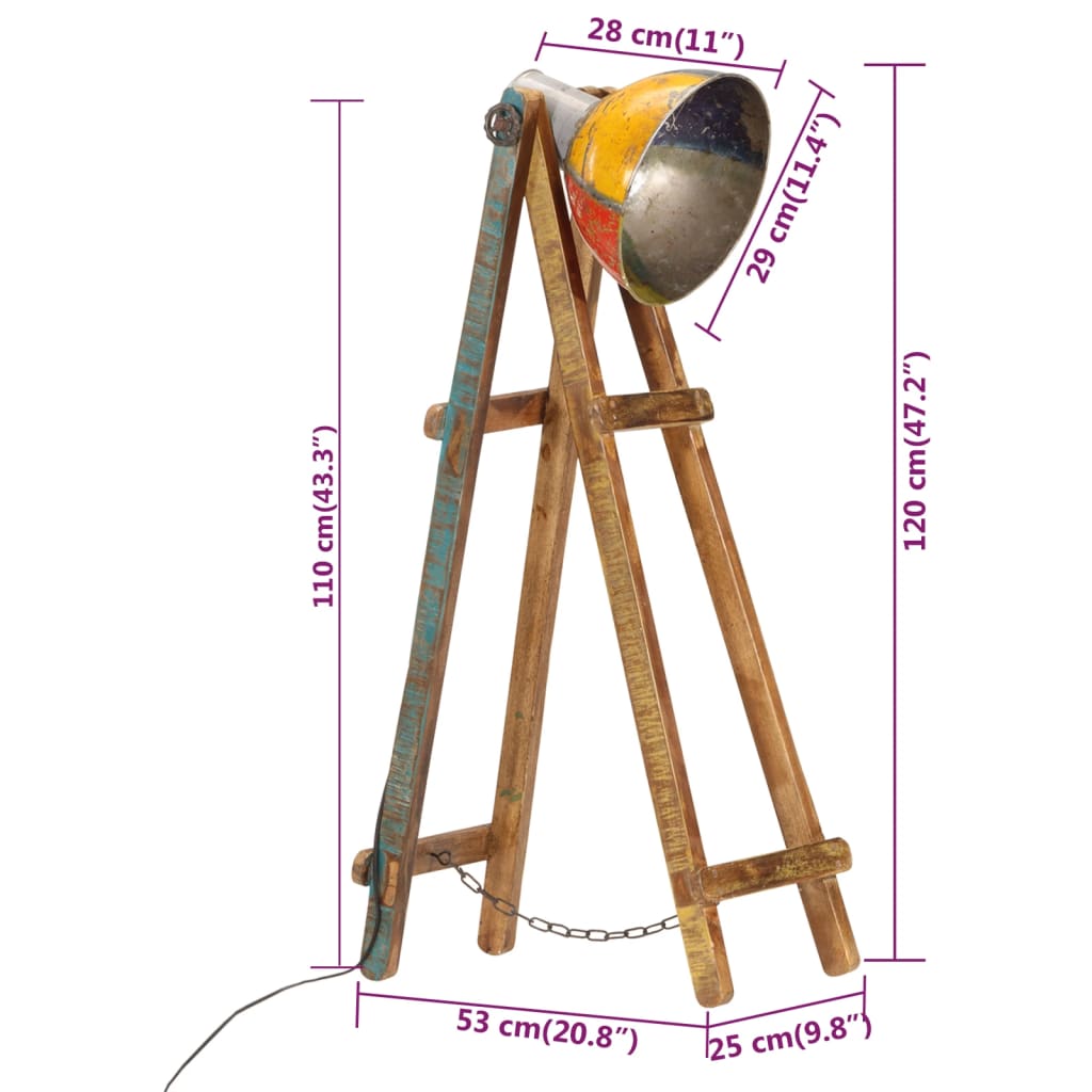 Stehlampe Mehrfarbig E27 Massivholz Mango